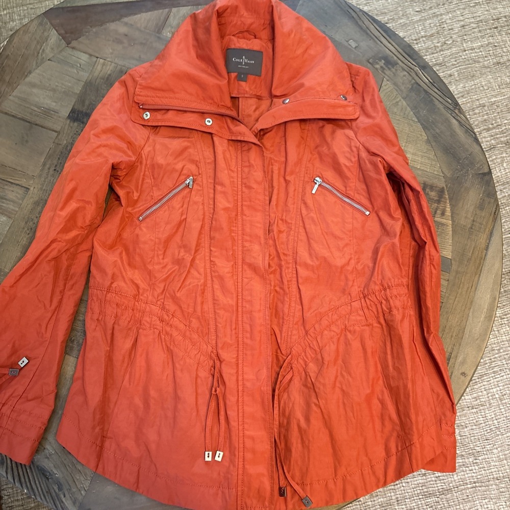 Cole Haan Women's Orange Raincoat Lightweight Jacket Size Small